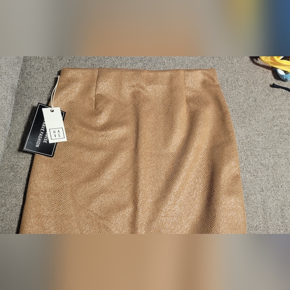 Tan Suede Mini Skirt - Picture 5 of 6